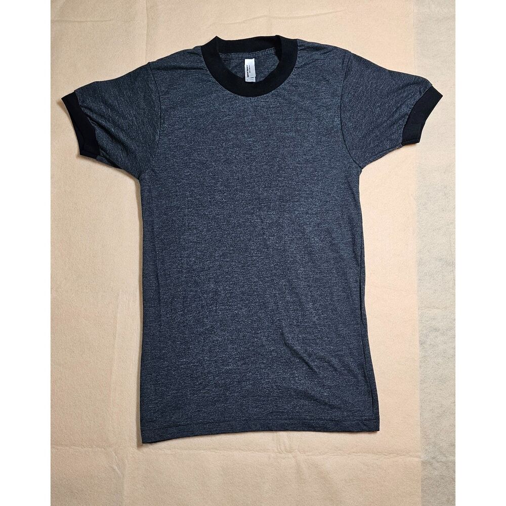 VTG American Apparel Heather Black Ringer Tee XS